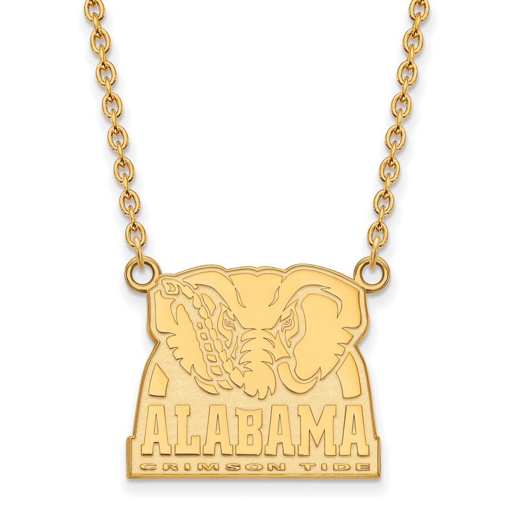 10K Yellow Gold Logoart University Of Alabama Elephant Large Pendant 18 Inch Necklace