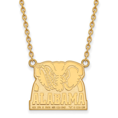 10K Yellow Gold Logoart University Of Alabama Elephant Large Pendant 18 Inch Necklace