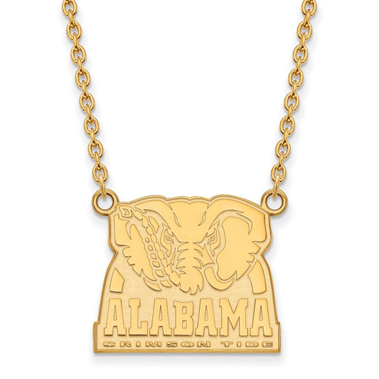 10K Yellow Gold Logoart University Of Alabama Elephant Large Pendant 18 Inch Necklace
