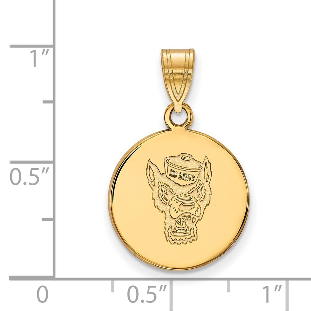 14K Yellow Gold Logoart North Carolina State University Wolf Medium Disc Pendant