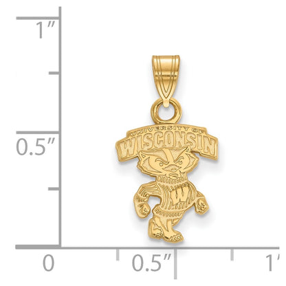 14K Yellow Gold Logoart University Of Wisconsin Small Pendant