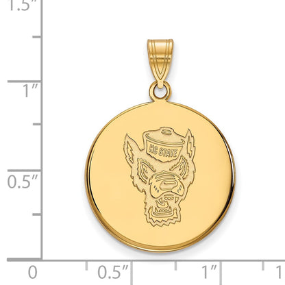 10K Yellow Gold Logoart North Carolina State University Wolf Large Disc Pendant