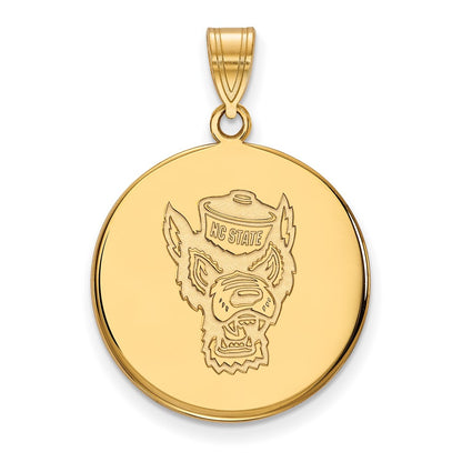 10K Yellow Gold Logoart North Carolina State University Wolf Large Disc Pendant