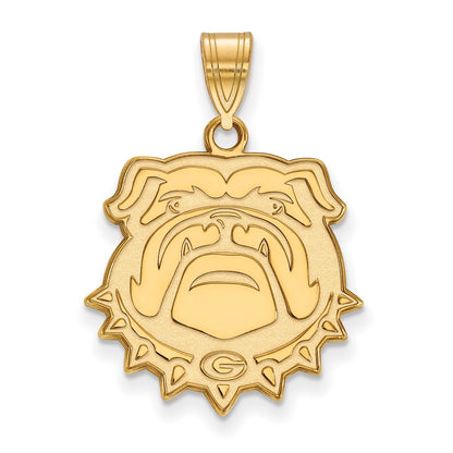 14K Yellow Gold Logoart University Of Georgia Bulldog Large Pendant