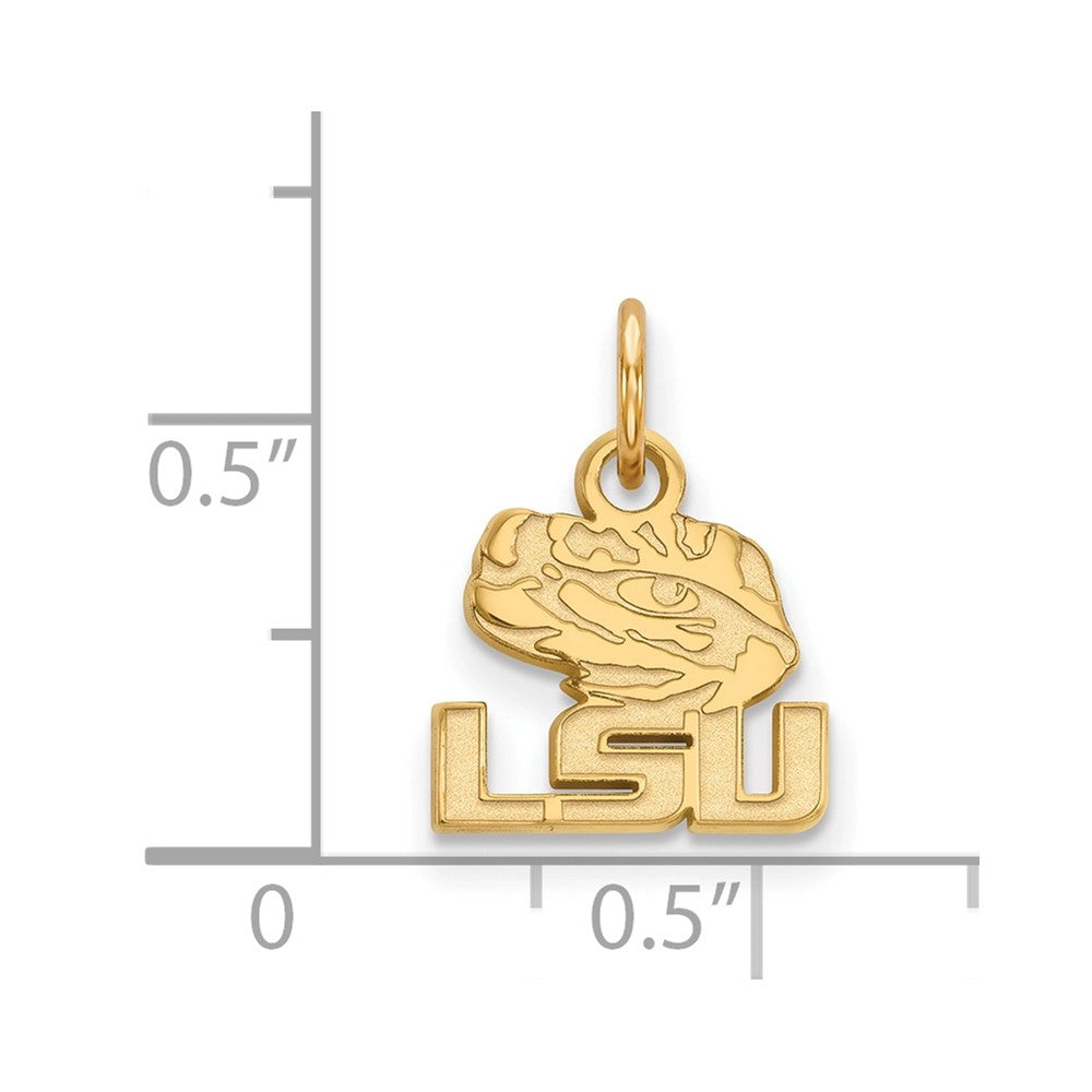 14K Yellow Gold Logoart Louisiana State University L S U Tiger Eye Extra Small Pendant