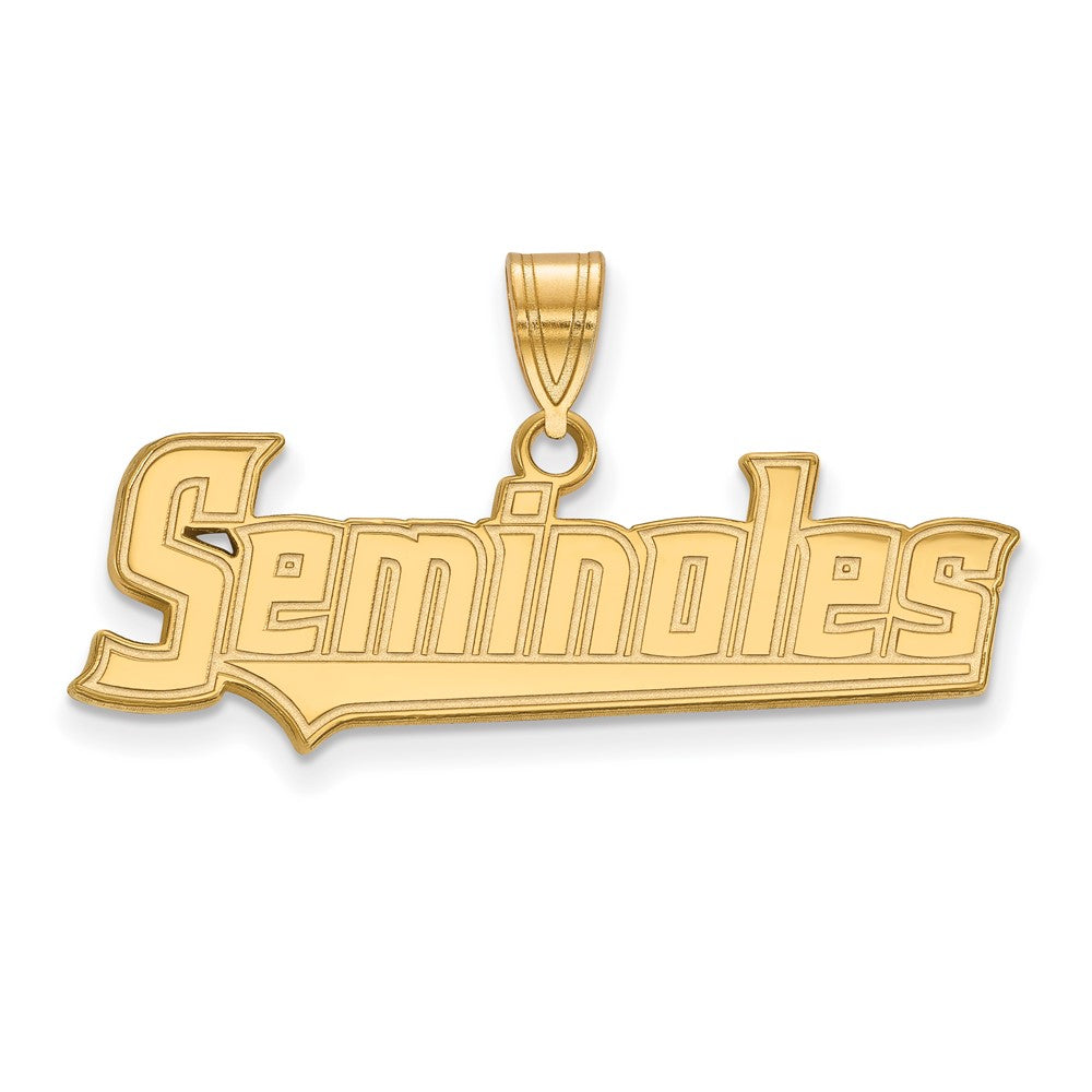 Gold Plated Sterling Silver Logoart Florida State University Seminoles Script Large Pendant