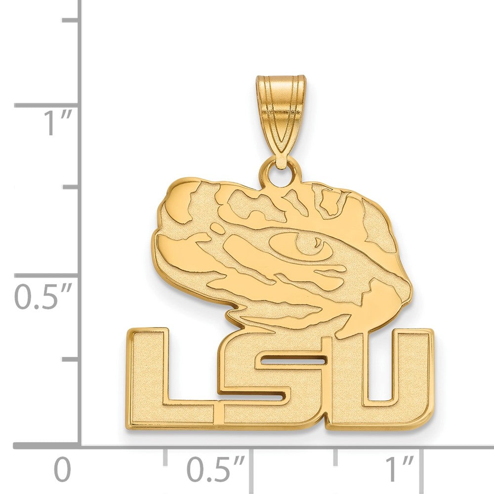 14K Yellow Gold Logoart Louisiana State University L S U Tiger Eye Large Pendant