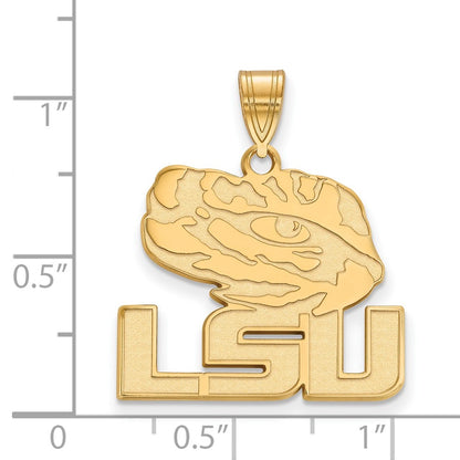 14K Yellow Gold Logoart Louisiana State University L S U Tiger Eye Large Pendant