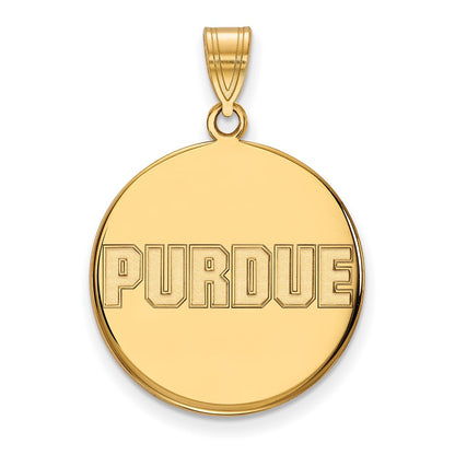 14K Yellow Gold Logoart Purdue University Block Type Large Disc Pendant