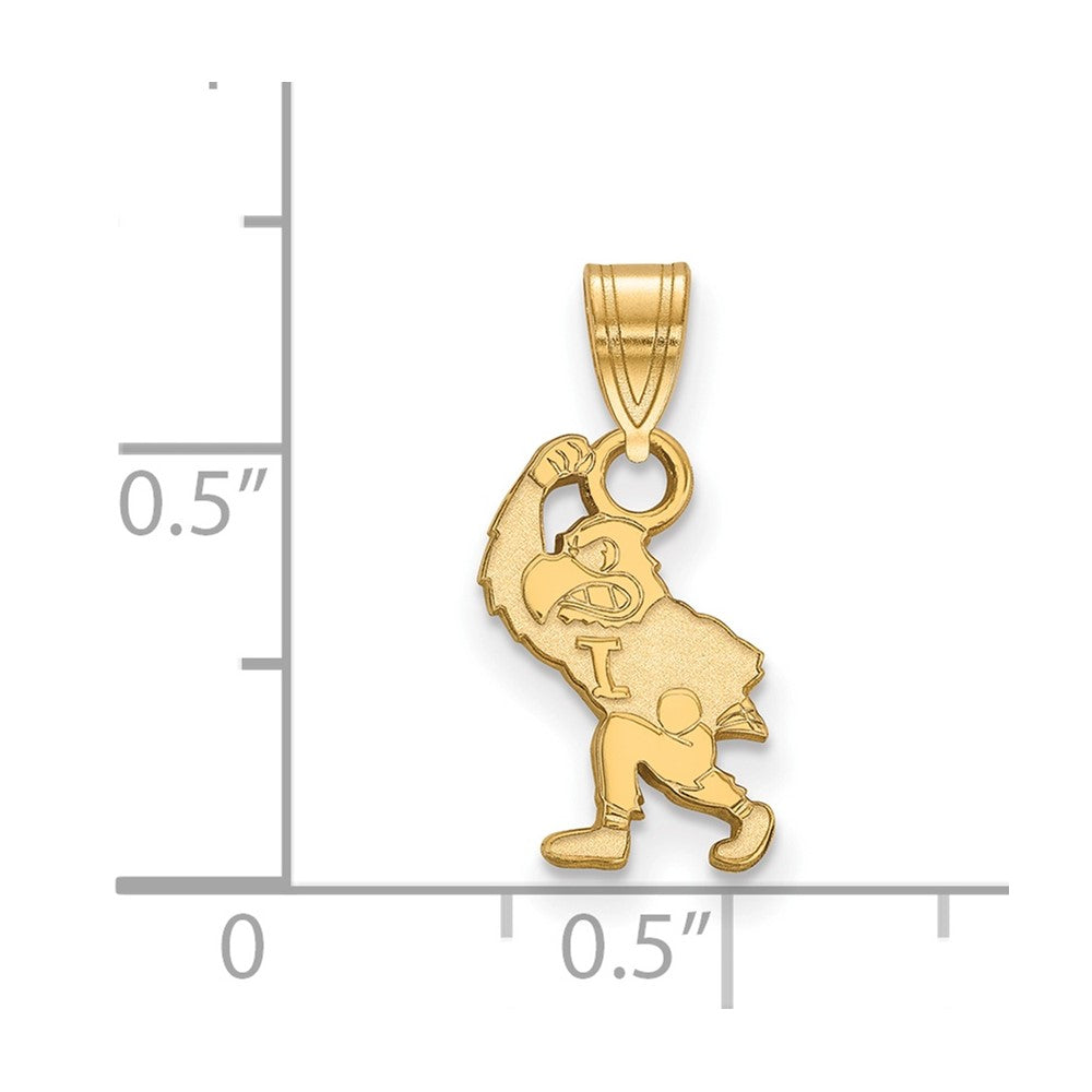 10K Yellow Gold Logoart University Of Iowa Hawk Mascot Small Pendant