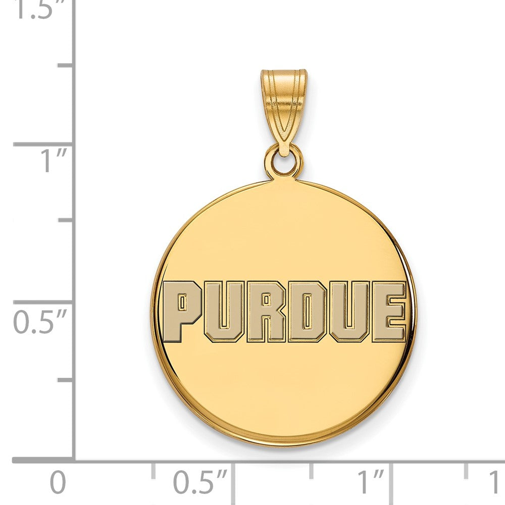 Gold Plated Sterling Silver Logoart Purdue University Block Type Large Enameled Disc Pendant