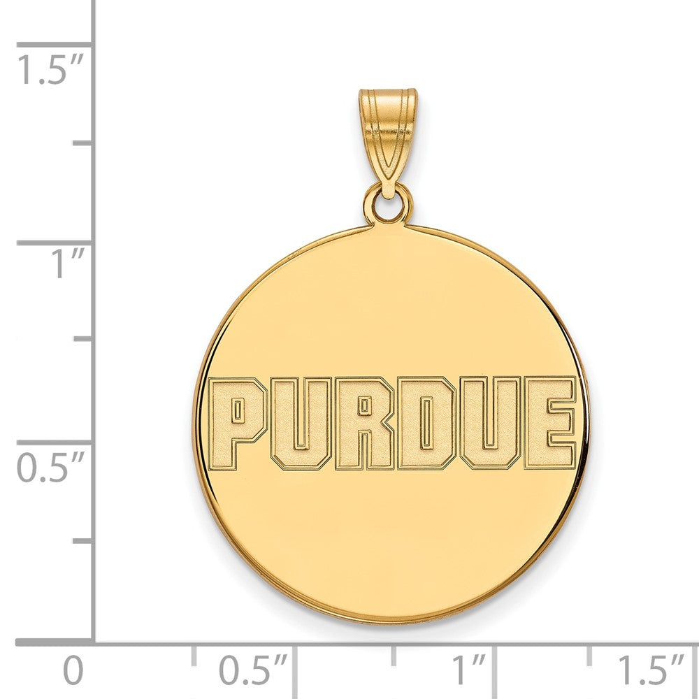 10K Yellow Gold Logoart Purdue University Block Type Extra Large Disc Pendant