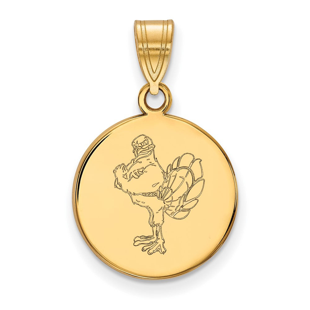 10K Yellow Gold Logoart Virginia Tech Hokiebird Medium Disc Pendant