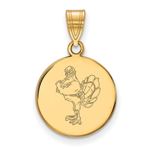 10K Yellow Gold Logoart Virginia Tech Hokiebird Medium Disc Pendant