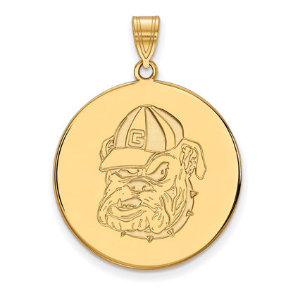 14K Yellow Gold Logoart University Of Georgia Bulldog Extra Large Disc Pendant
