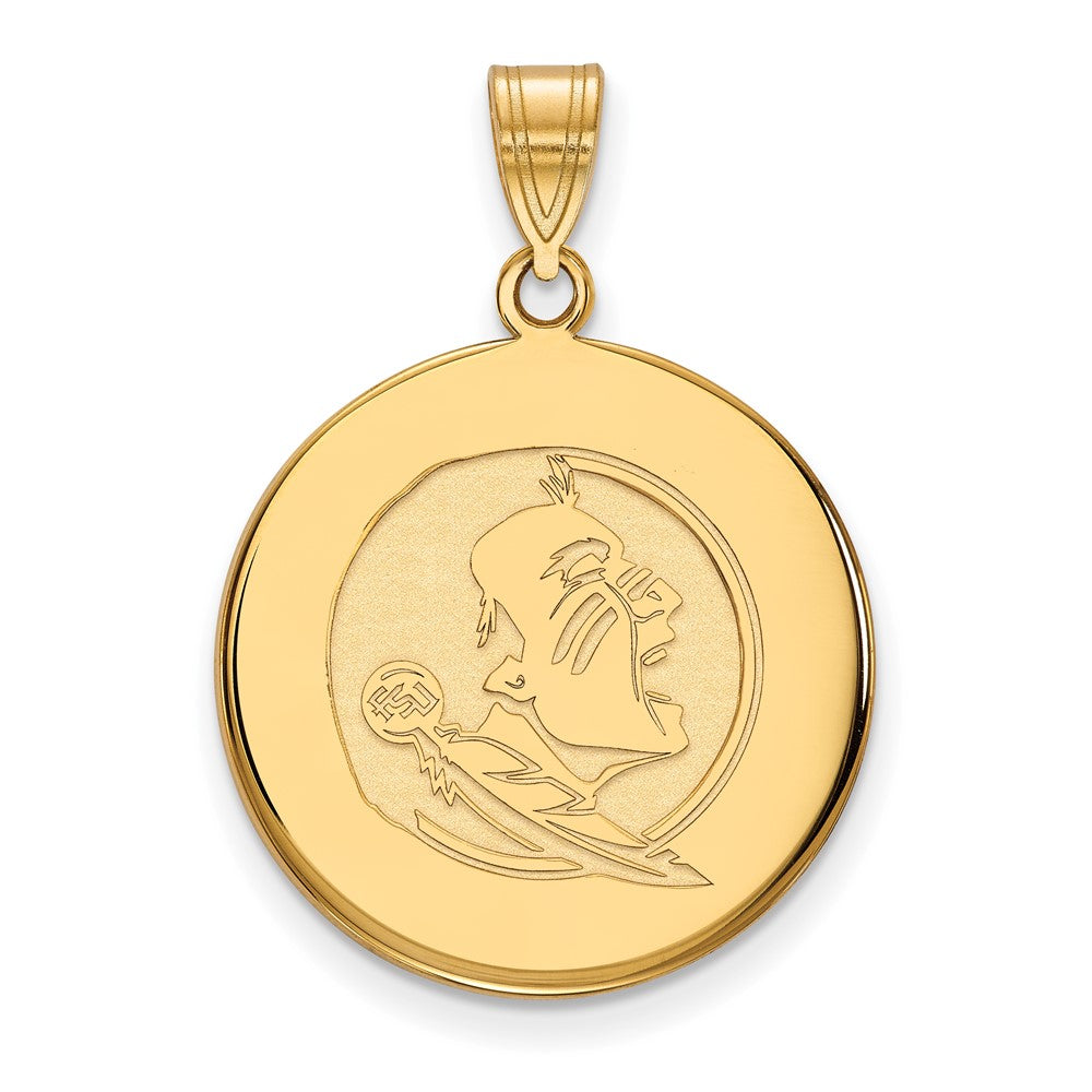 10K Yellow Gold Logoart Florida State University Seminole Large Disc Pendant