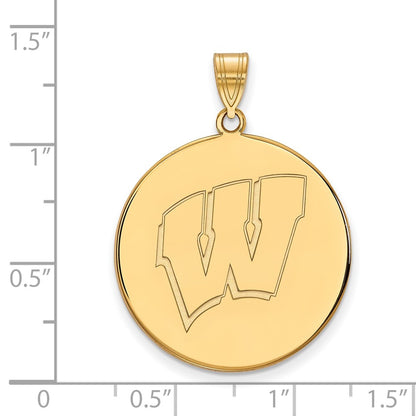 10K Yellow Gold Logoart University Of Wisconsin Letter W Extra Large Disc Pendant