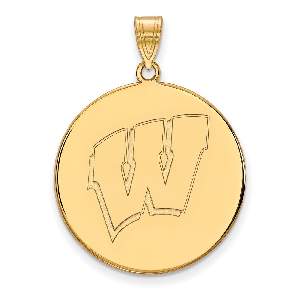 10K Yellow Gold Logoart University Of Wisconsin Letter W Extra Large Disc Pendant