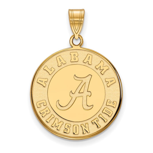 14K Yellow Gold Logoart University Of Alabama Crimson Tide Large Disc Pendant