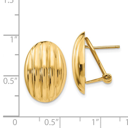 14K Yellow Gold Polished Fancy Omega Back Post Earrings