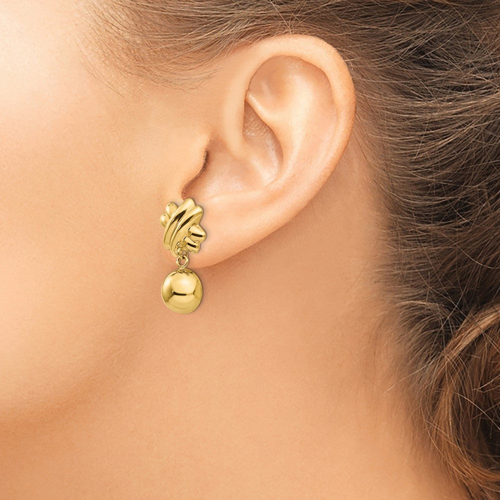 14K Yellow Gold Non Pierced Fancy Ball Earrings