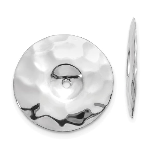 14K White Gold Polished Hammered Disc Earring Jackets