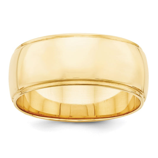 18k Yellow Gold 8mm Half-Round Edge Wedding Band Ring