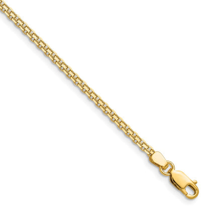 7 Inch 14K Yellow Gold 2.2mm Lightweight Flat Bismark Chain Bracelet