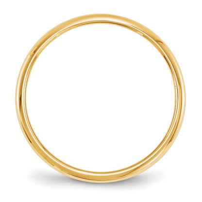 14k Yellow Gold 2mm Half-Round Wedding Band Ring