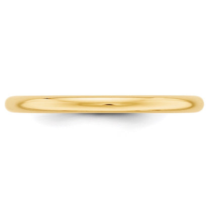 14k Yellow Gold 2mm Half-Round Wedding Band Ring
