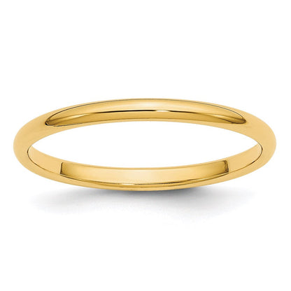 14k Yellow Gold 2mm Half-Round Wedding Band Ring