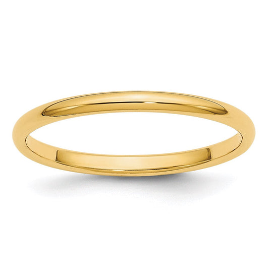 18k Yellow Gold 2mm Half-Round Wedding Band Ring