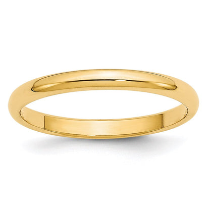 18k Yellow Gold 2.5mm Half Round Wedding Band Ring