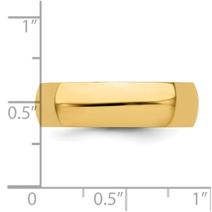 18k Yellow Gold 6mm Half-Round Wedding Band Ring