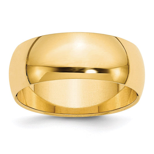 Solid 18K Yellow Gold 8mm Half-Round Wedding Men's/Women's Wedding Band Ring Size 7