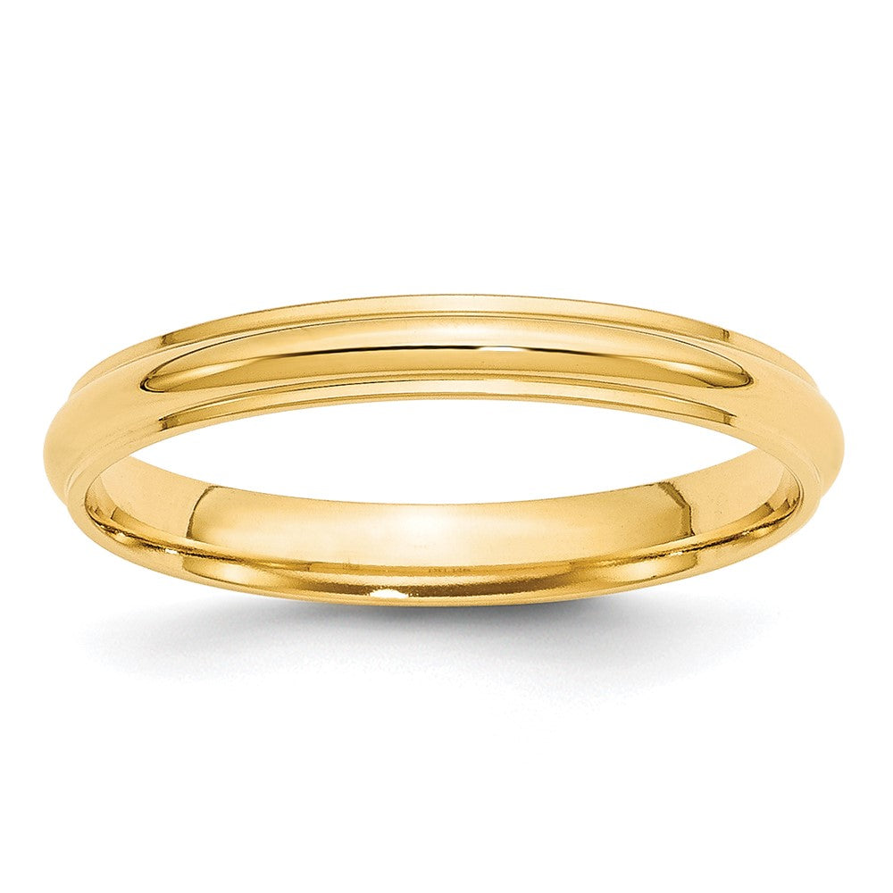 14k Yellow Gold 3mm Half Round with Edge Wedding Band Ring
