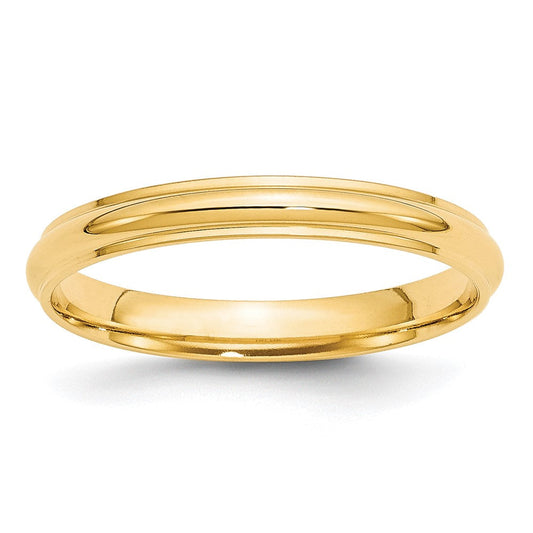 18k Yellow Gold 3mm Half Round with Edge Wedding Band Ring
