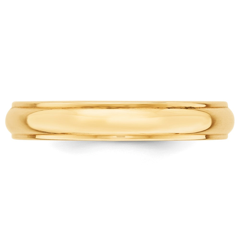 14k Yellow Gold 4mm Half Round with Edge Wedding Band Ring