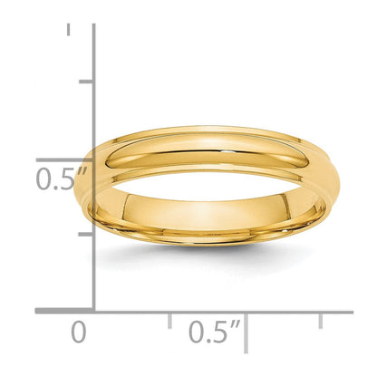 14k Yellow Gold 4mm Half Round with Edge Wedding Band Ring
