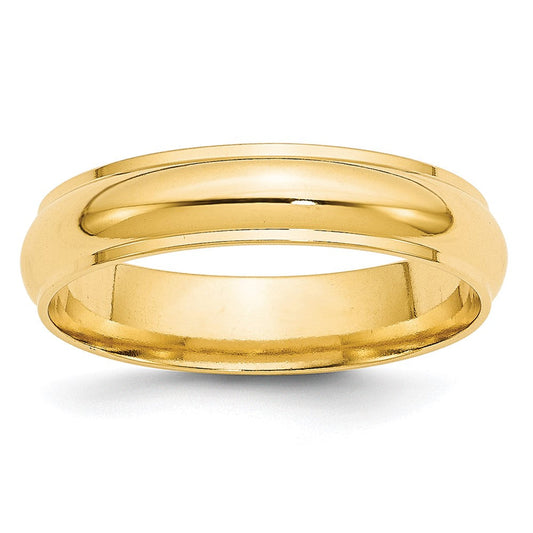 18k Yellow Gold 5mm Half Round with Edge Wedding Band Ring
