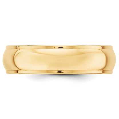 18k Yellow Gold 6mm Half Round with Edge Wedding Band Ring