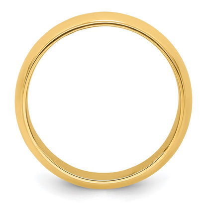 14k Yellow Gold 8mm Half Round with Edge Wedding Band Ring