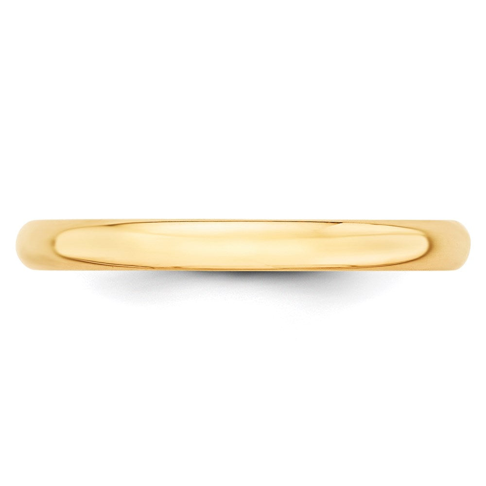 18k Yellow Gold 2.5mm Lightweight Half Round Wedding Band Ring