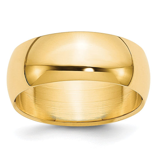 18k Yellow Gold 7mm Lightweight Half Round Wedding Band Ring