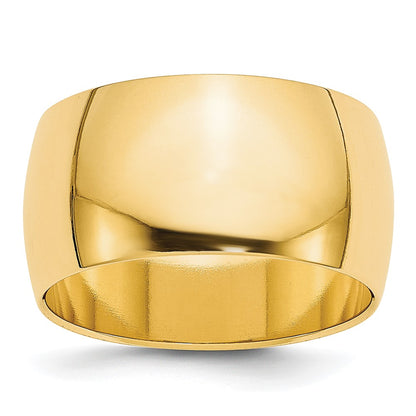 10K Yellow Gold 10Ky 10mm Lightweight Half Round Band Size 11