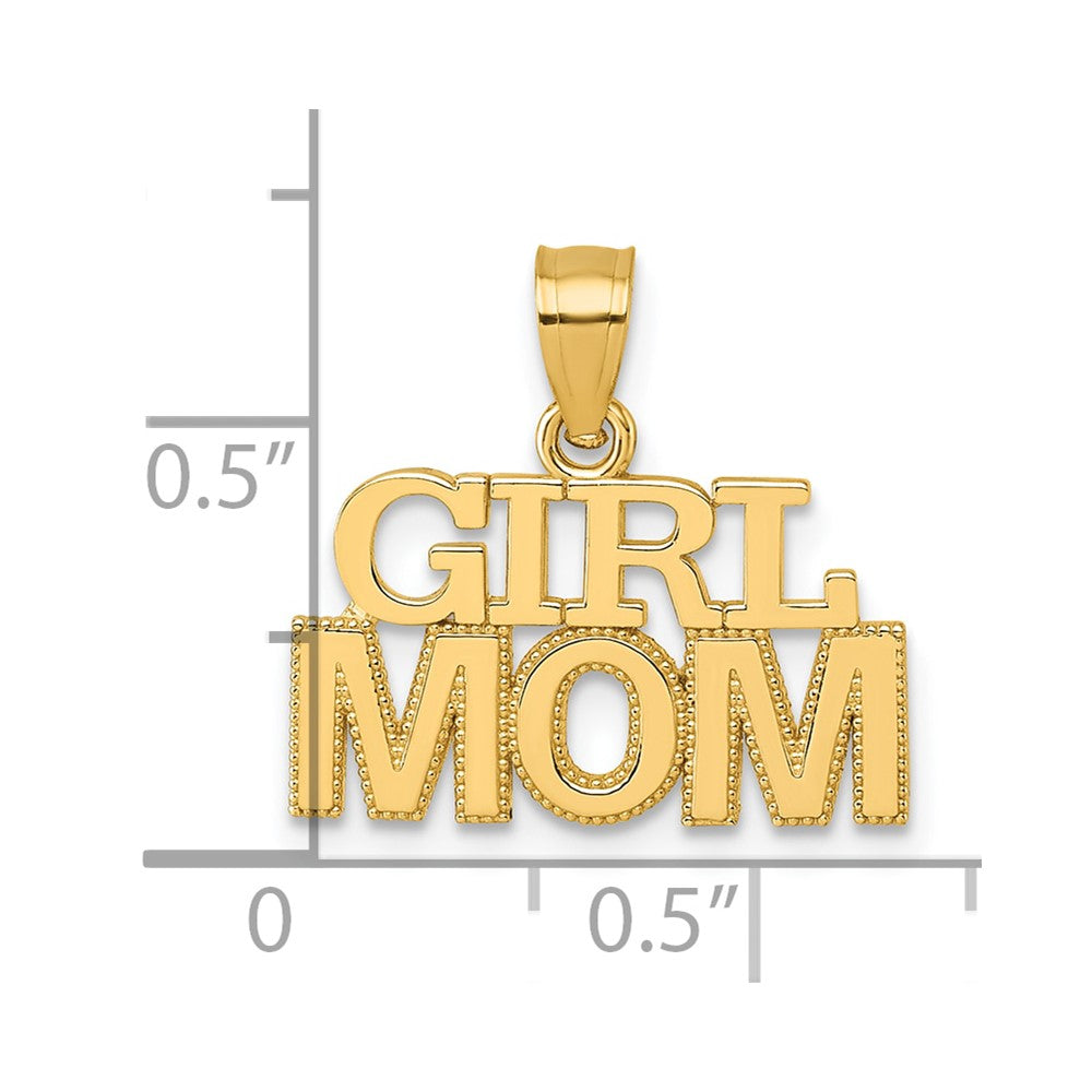 14K Yellow Gold Polished Girl Mom Pendant