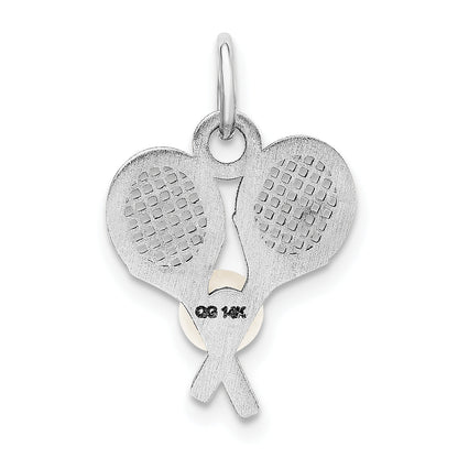 14K White Gold Tennis Racquets W/Fwc Pearl Charm