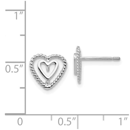 14K White Gold Heart Earrings