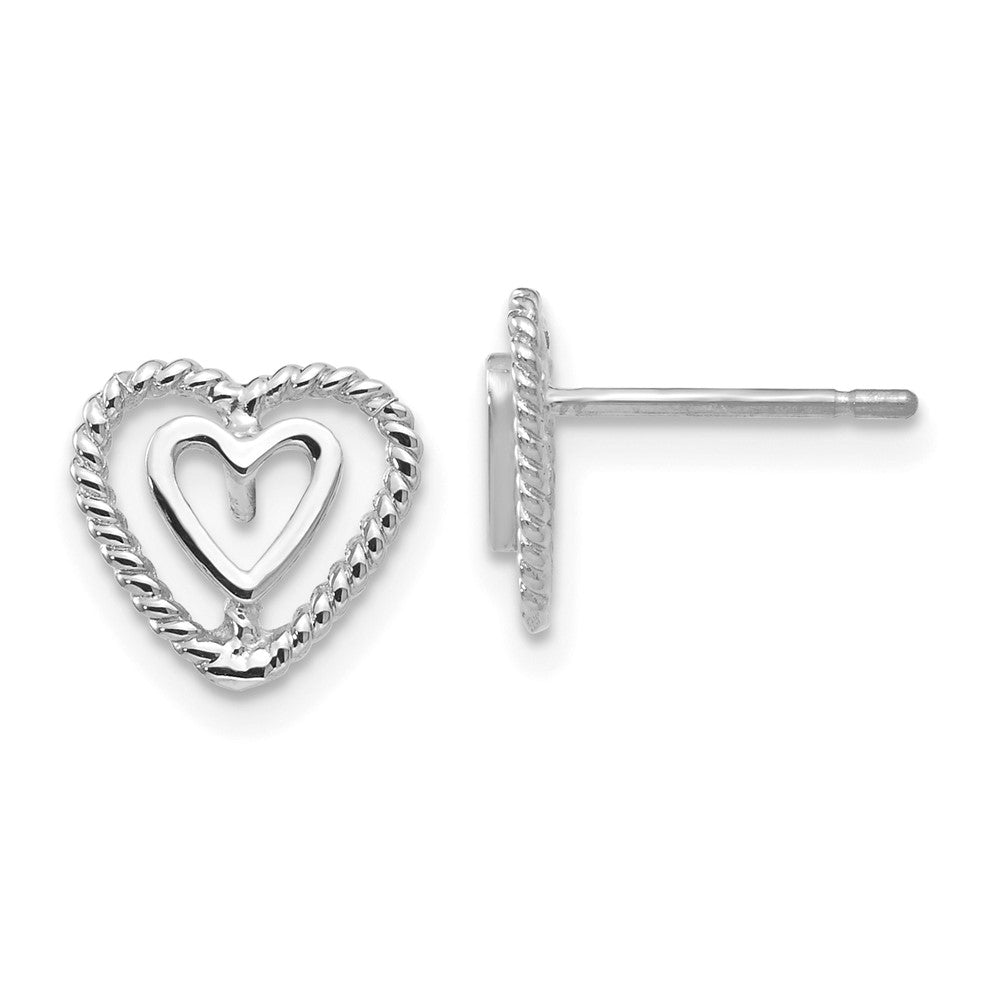 14K White Gold Heart Earrings