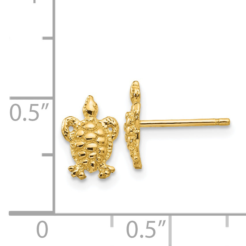 14K Yellow Gold Mini Turtle Post Earrings